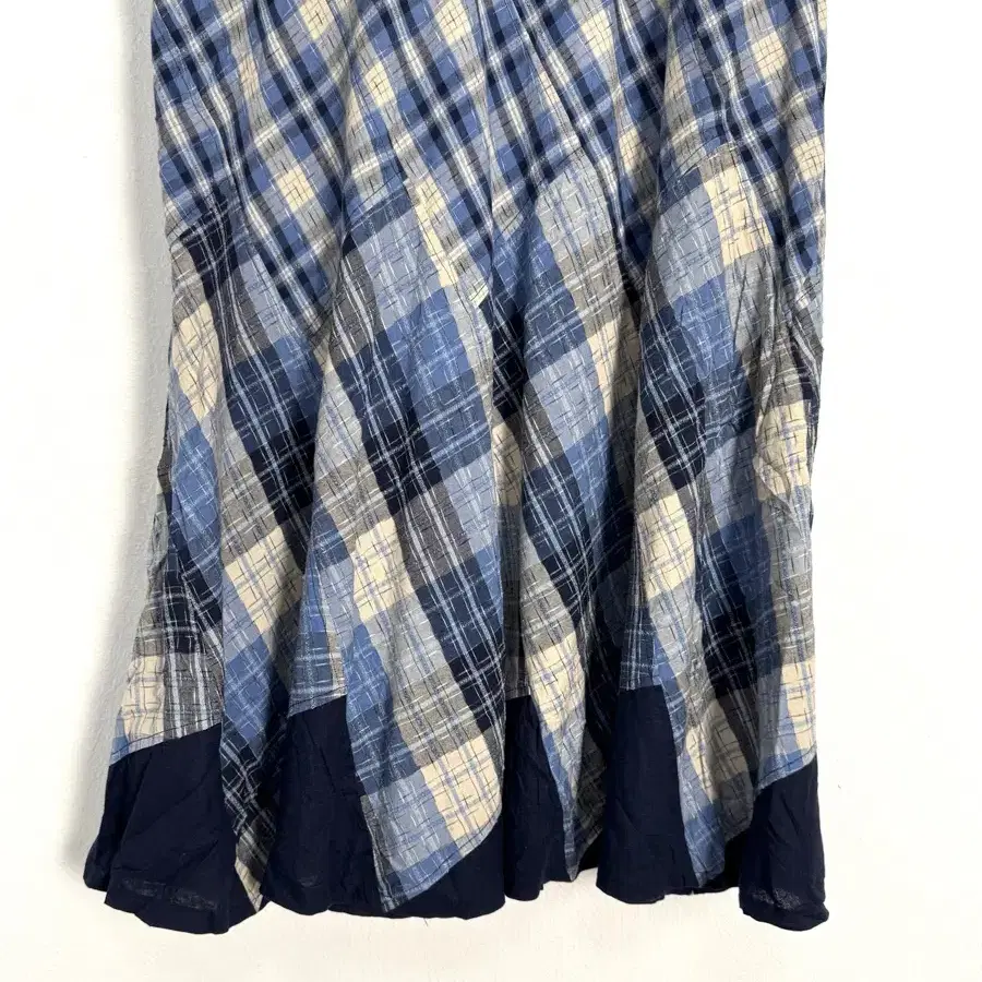 vintage patchwork blue plaid skirt