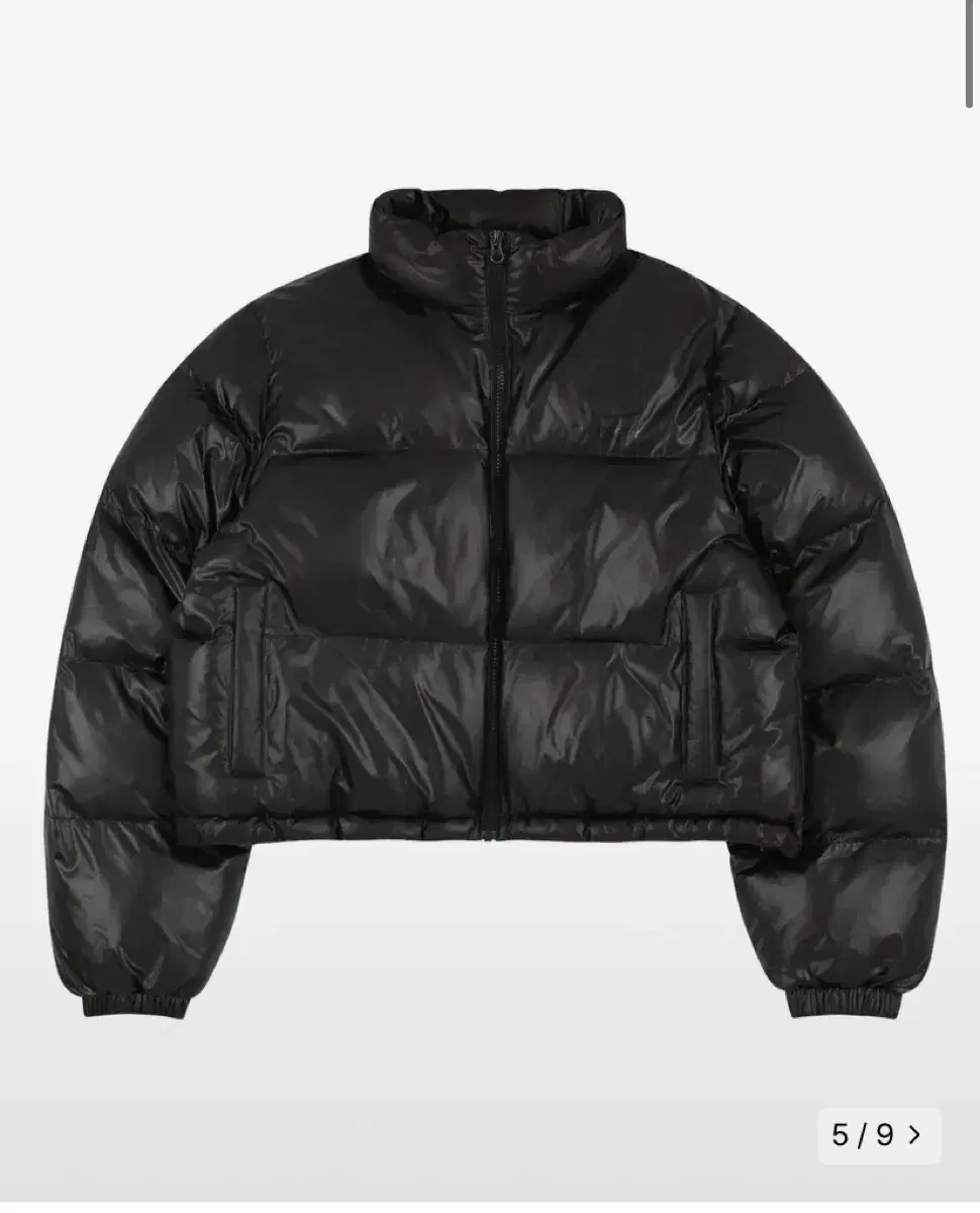 큐리티 패딩 GLOSSY PUFFER JACKET_STRONG BLACK