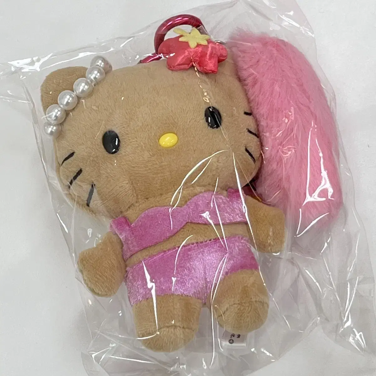 90s Go Go Gyaru Series Hello Kitty Go Go Girl Tail Mascot Keychain keyring TAN