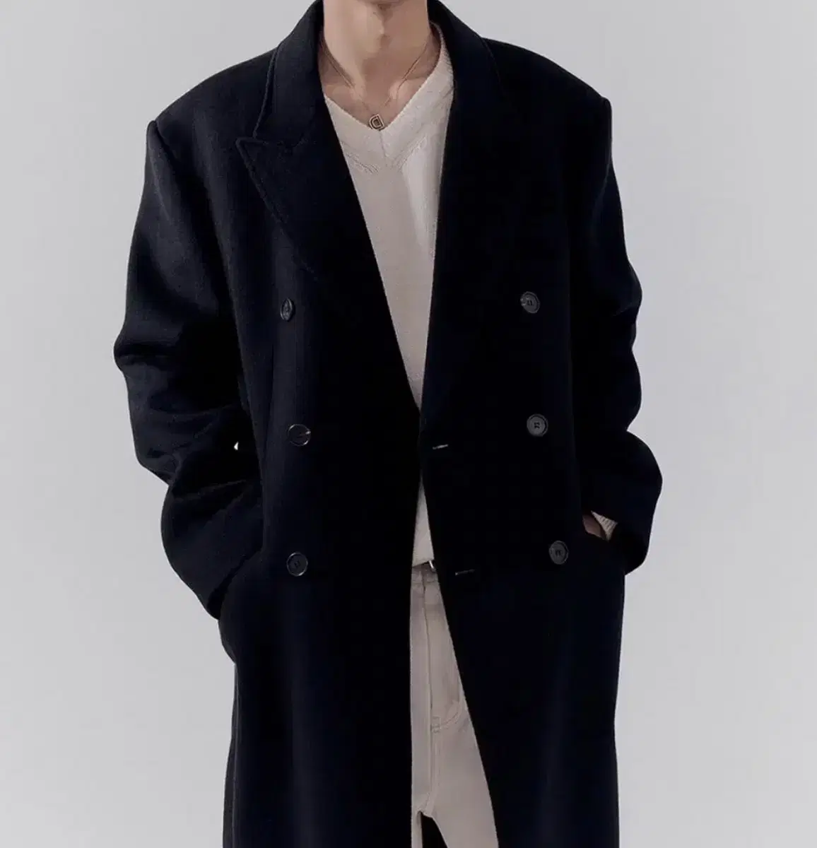 Dunst Unisex Tailored Double-breasted Wool Coat Black L Kim Nayoung