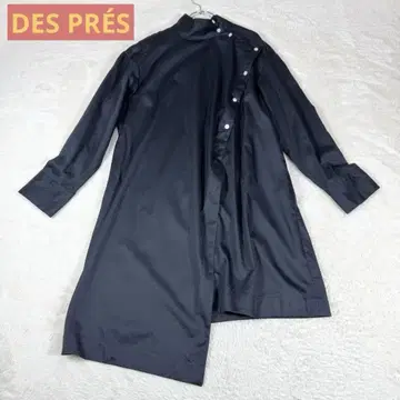 DES PRS 코튼 실크 새틴 하이넥 튜닉 셔츠 변형 블랙 S