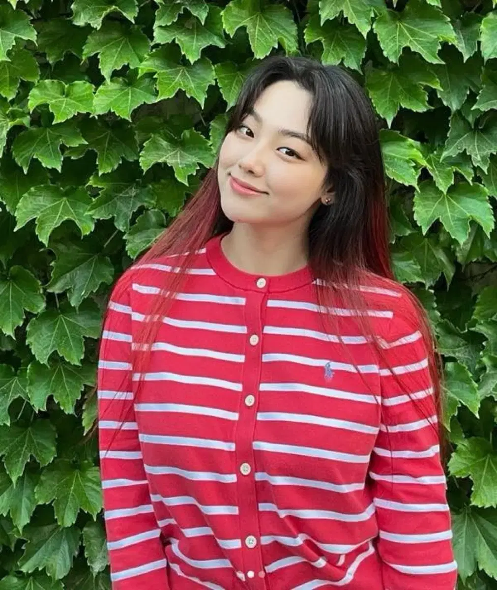 Kang Mina Polo Red Stripe Cardigan (New in box)