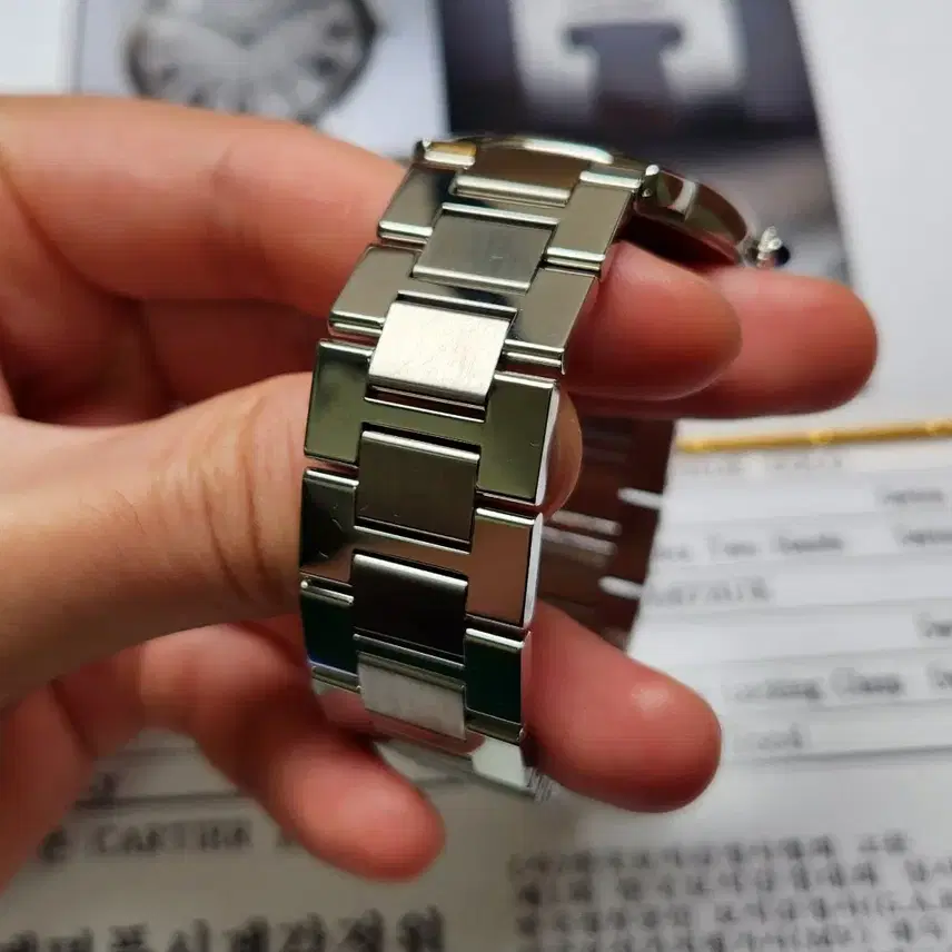 까르띠에 롱드솔로 실버로만 36mm 블루핸즈 쿼츠 브레이슬릿 ver. 사진 7