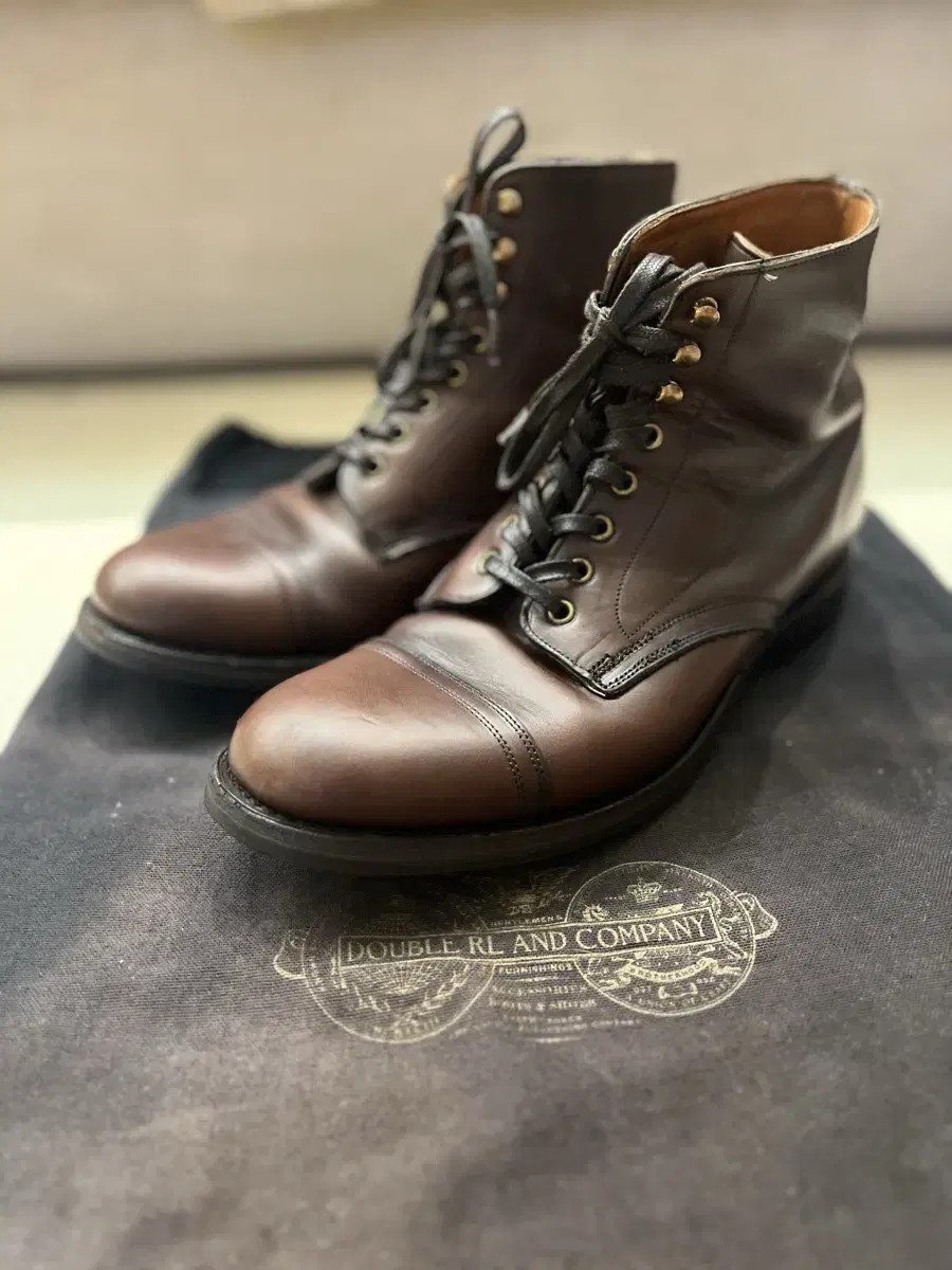 RRL LIVINGSTONE LACED UP LEATHER BOOTS