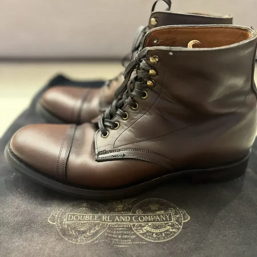 RRL LIVINGSTONE LACED UP LEATHER BOOTS