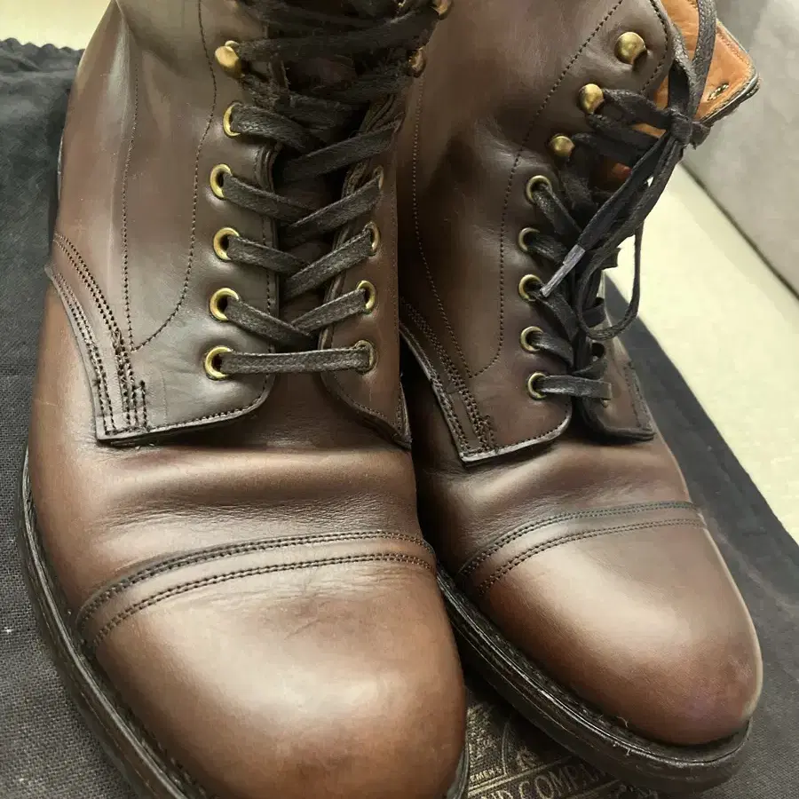 RRL LIVINGSTONE LACED UP LEATHER BOOTS