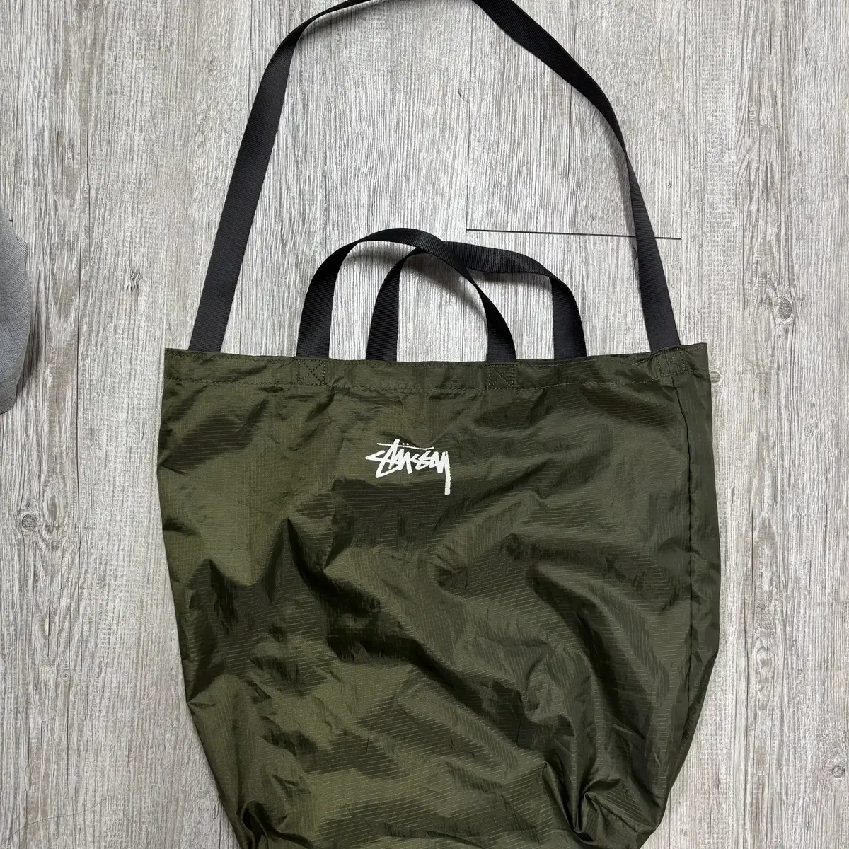 스투시 토트백 stock nylon ripstop tote olive