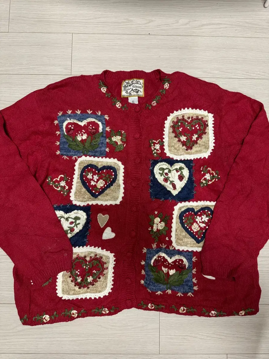 00s Y2K American Christmas Hand Knit Cardigan