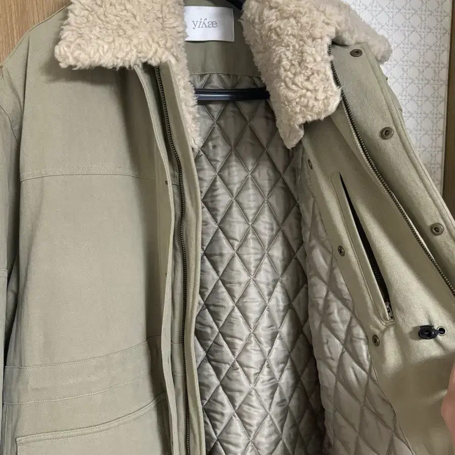 yiyae Shearling Work Coats Fade Green