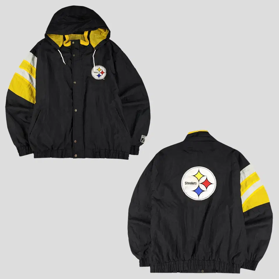 LOGO7 90s 블랙 옐로우 배색 NFL 피츠버그 스틸러스 빅자수 우븐