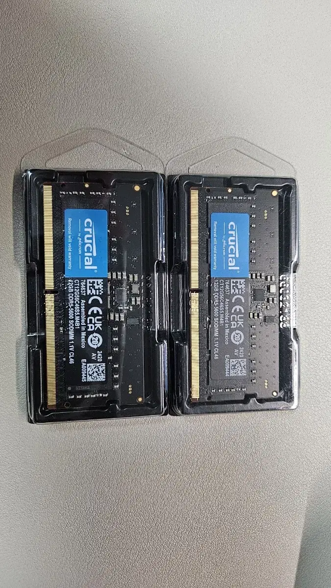 마이크론 노트북용 DDR5 5600 12gb x 2ea 팝니다.