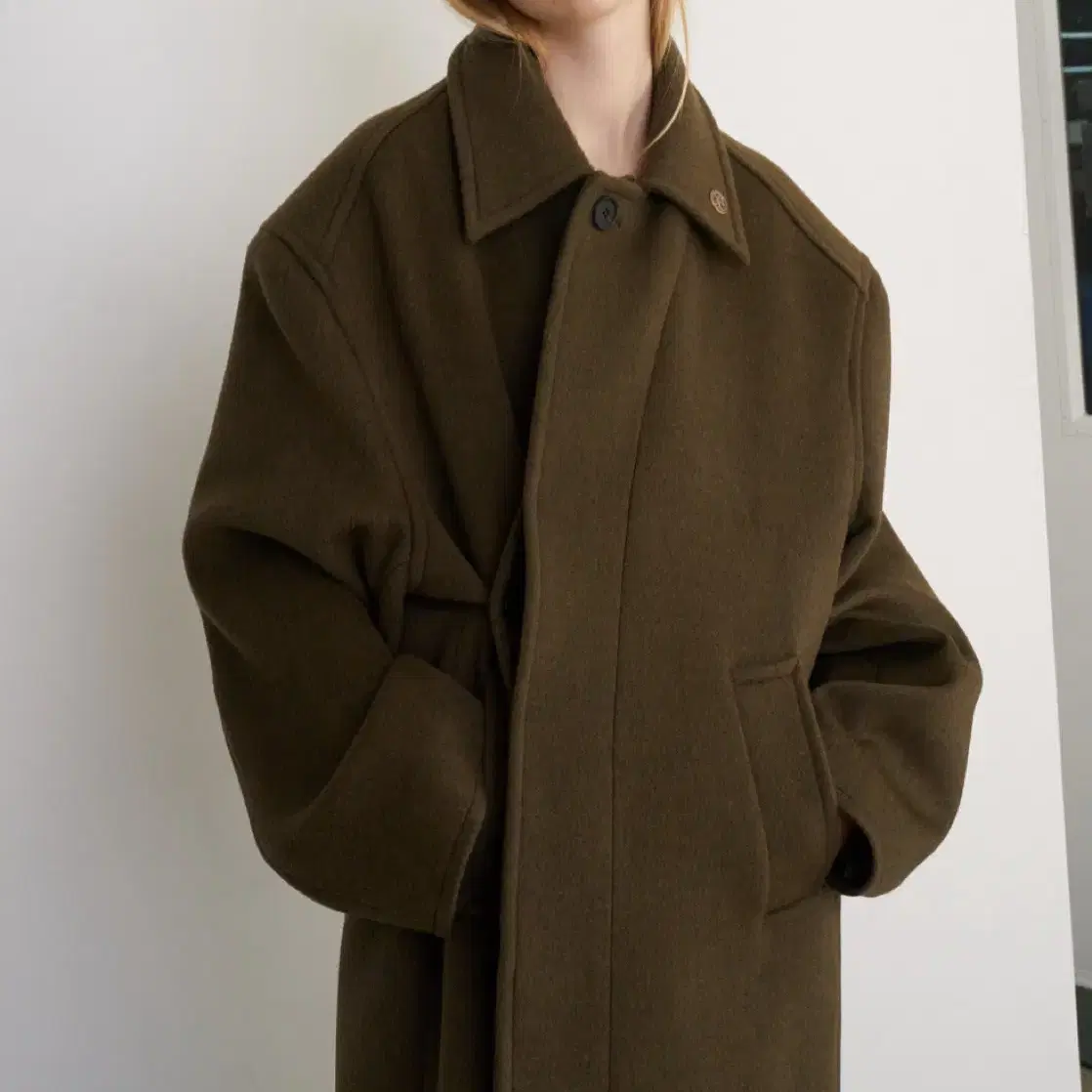 yiyae cross wrap mac coat  kahki