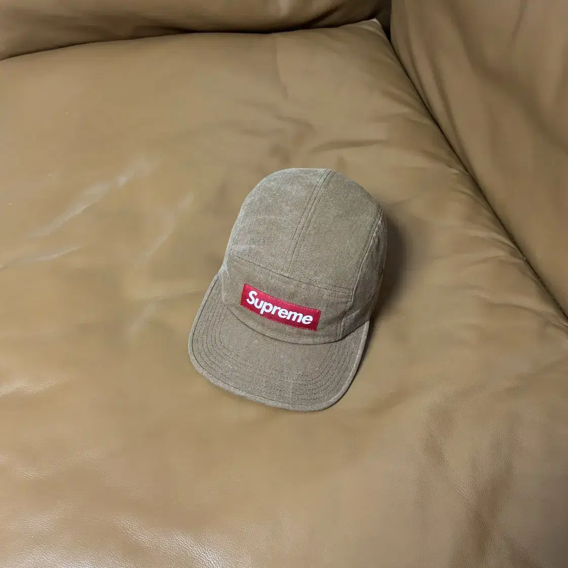 Supreme 슈프림 캠프캡 모자 (Stone Washed Tan)