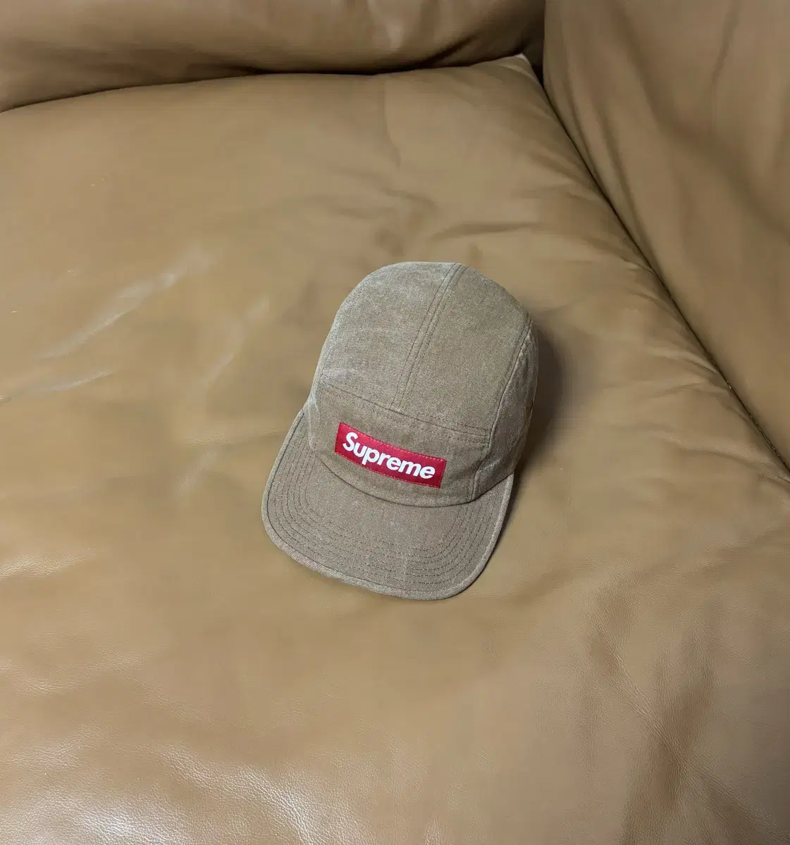 Supreme 슈프림 캠프캡 모자 (Stone Washed Tan)