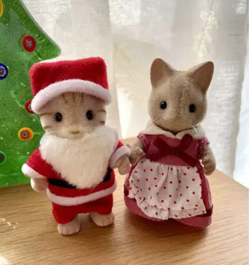 실바니안 패밀리 시마 고양이 산타클로스-코스튬을 입은 아빠와 엄마