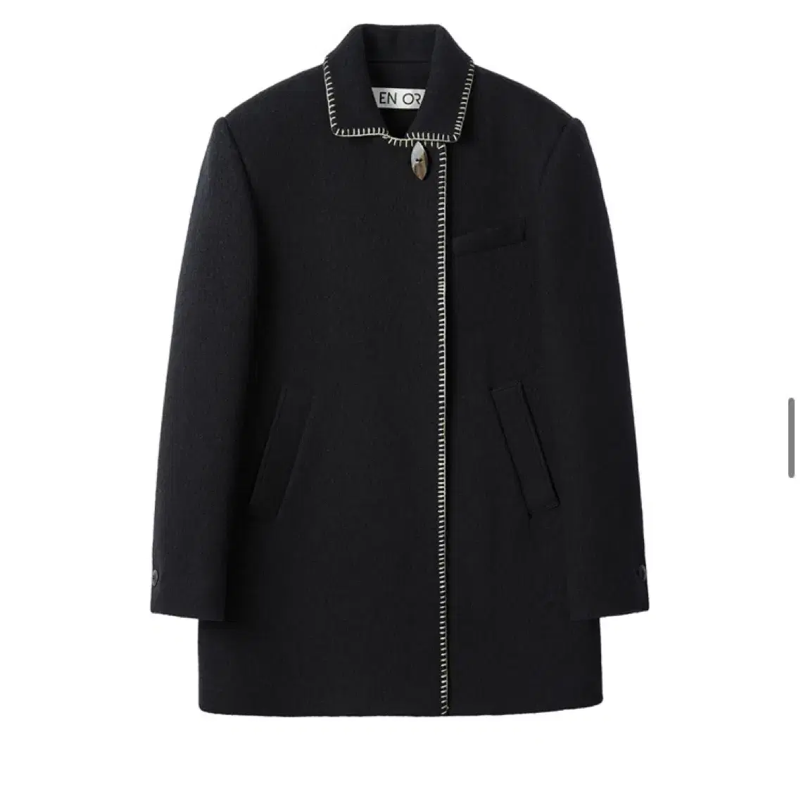 ENOR 엔오르 running stitch half coat navy