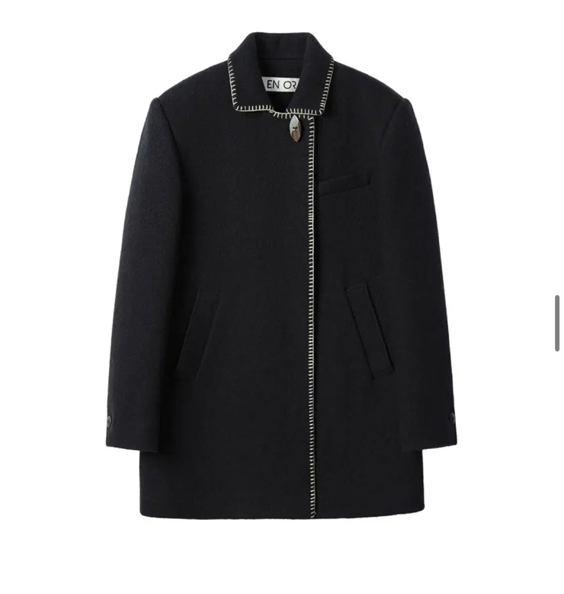 ENOR 엔오르 running stitch half coat navy