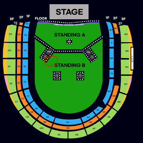 오아시스 내한공연 스텐딩b 11구역  11xx번대 2연석