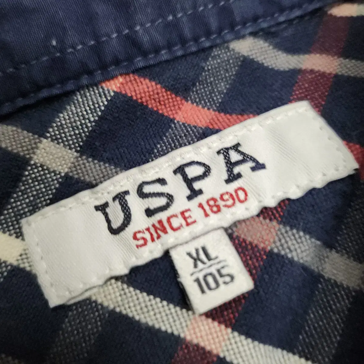 XL) USPA 남자 체크 셔츠 와이셔츠 남방 면100%