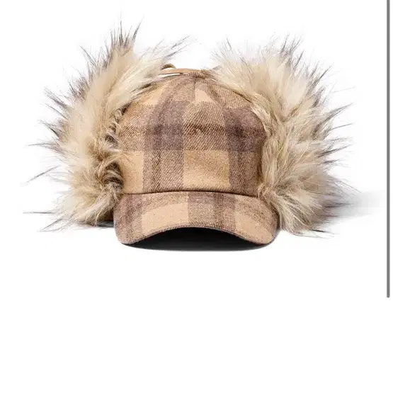 오픈와이와이 이어플랩 체크 베이지 TARTAN FAUX FUR EARFL