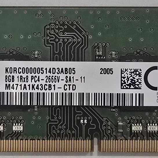 삼성 노트북램 DDR4 PC2666V 8G 2개 팝니다.