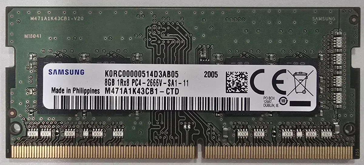 삼성 노트북램 DDR4 PC2666V 8G 2개 팝니다.