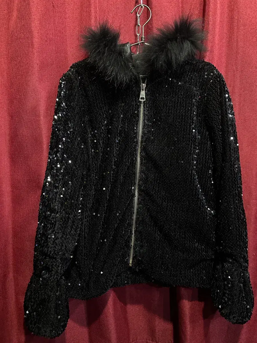 Sequin Hooded Zip-Up Jumper 95