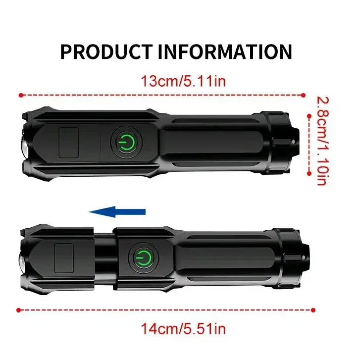 새상품, 충전식 후레쉬 손전등