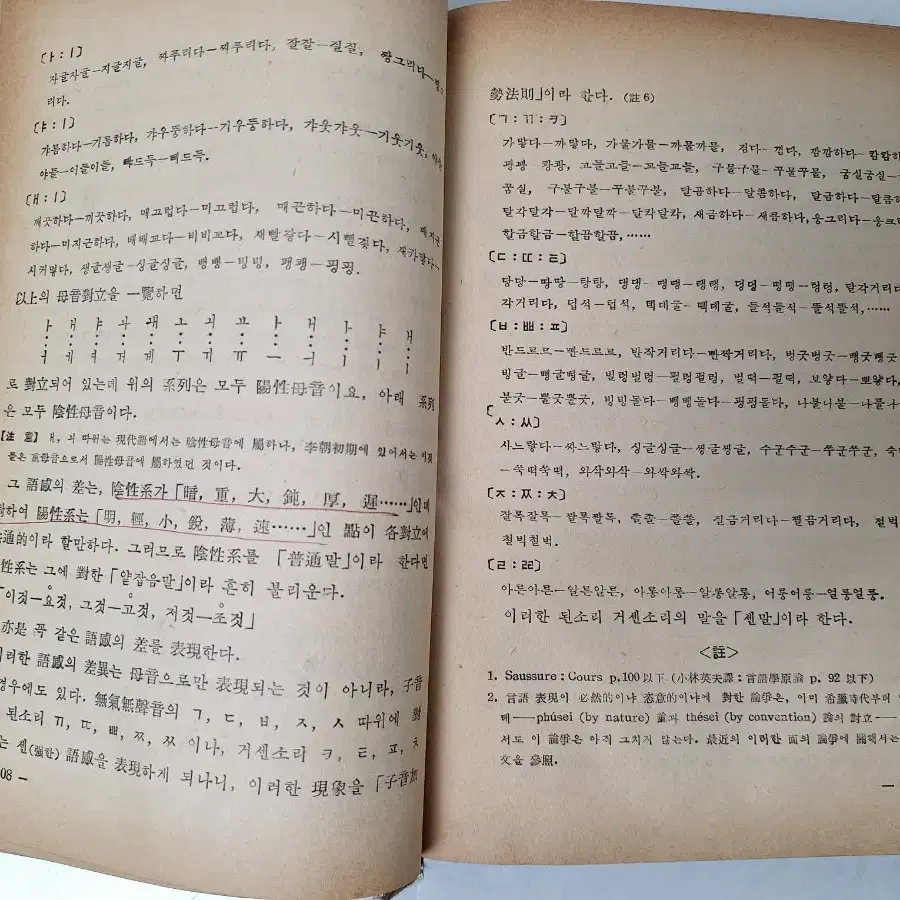 근대사 수집 자료 옛날 고서적 한글 국어음운론 58년