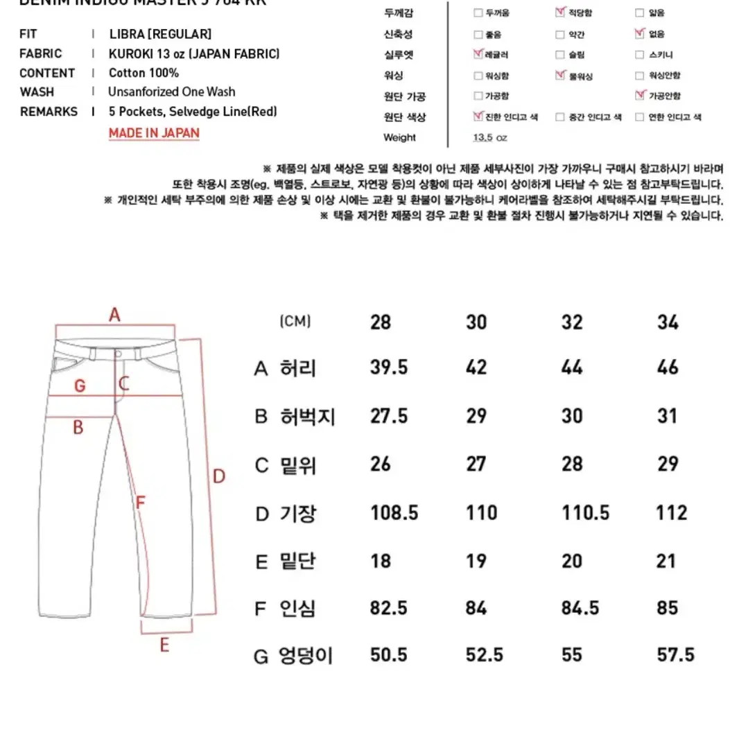 데님 인디고 마스터 J704KK