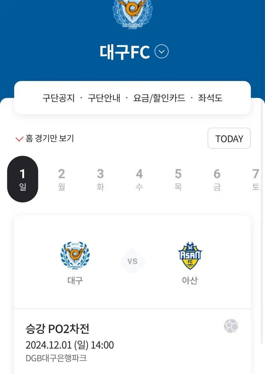 대구fc 경기 w6 단석 1장