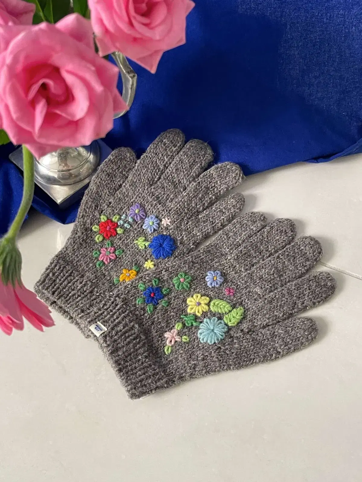 BEAMS 빔스 FLOWER KNIT GLOVE 플라워 니트 장갑