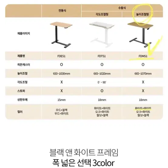 (새상품) 핏쳐 이동형 사이드 테이블 FDMS1