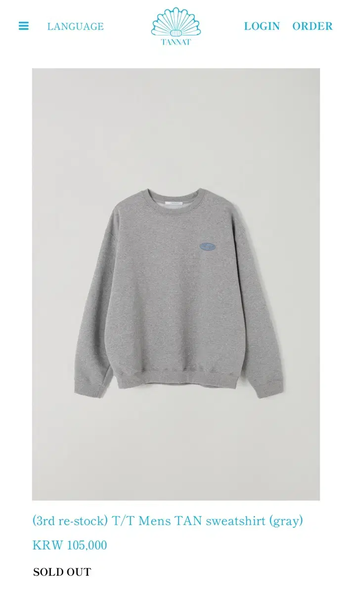 타낫 T/T Mens TAN sweatshirt 맨투맨 그레이