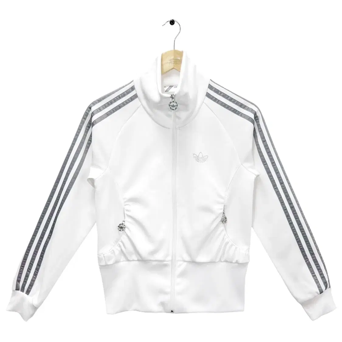 adidas Women's Glitter Track Top JerseyWhite Silver