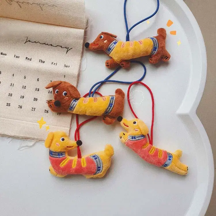 Dachshund doll keyring / leash keyring lanyard pouch hanger hook bag car key