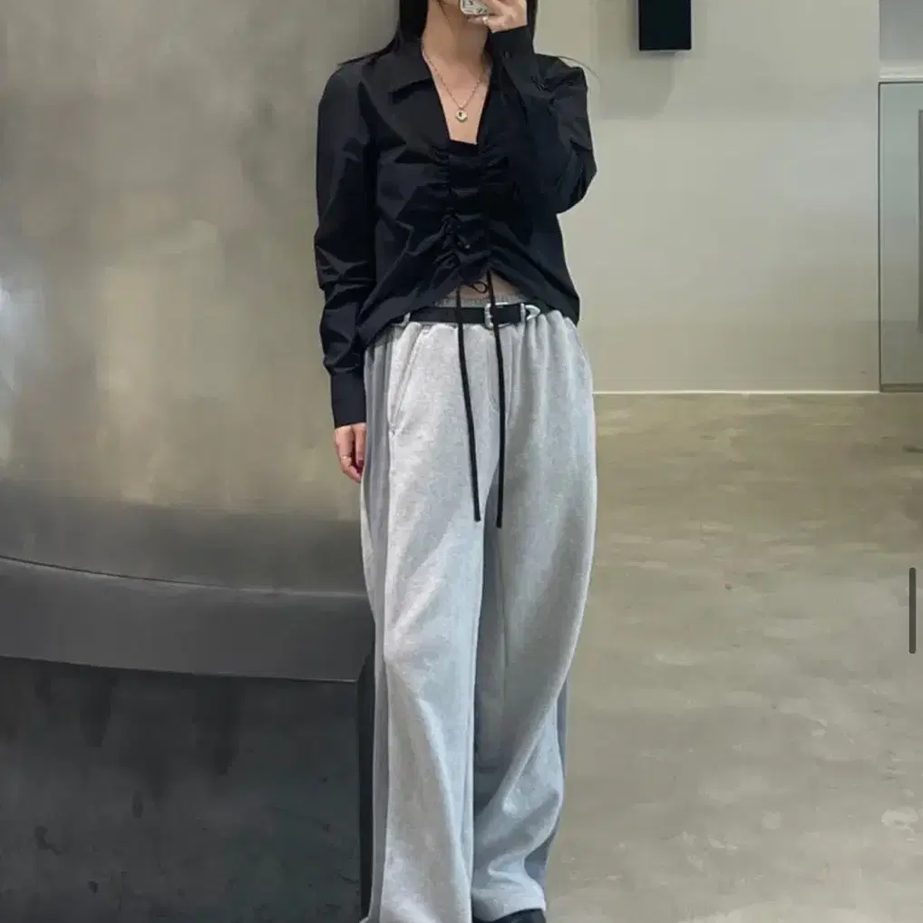 다이애그널 DENIM MIXED BANDING PANTS (grey)