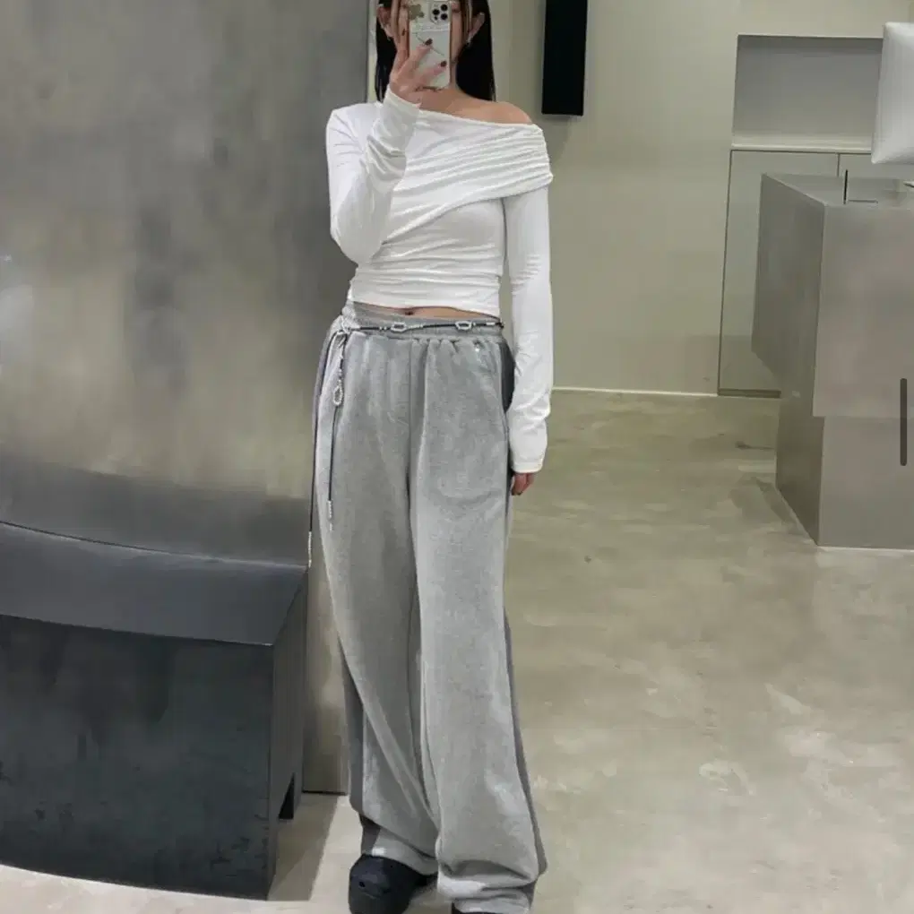 다이애그널 DENIM MIXED BANDING PANTS (grey)