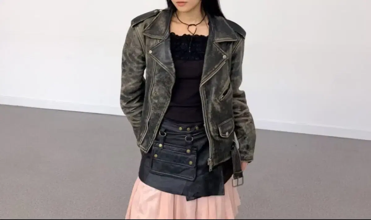 90s Leather jacket 일본 빈티지 레더 자켓