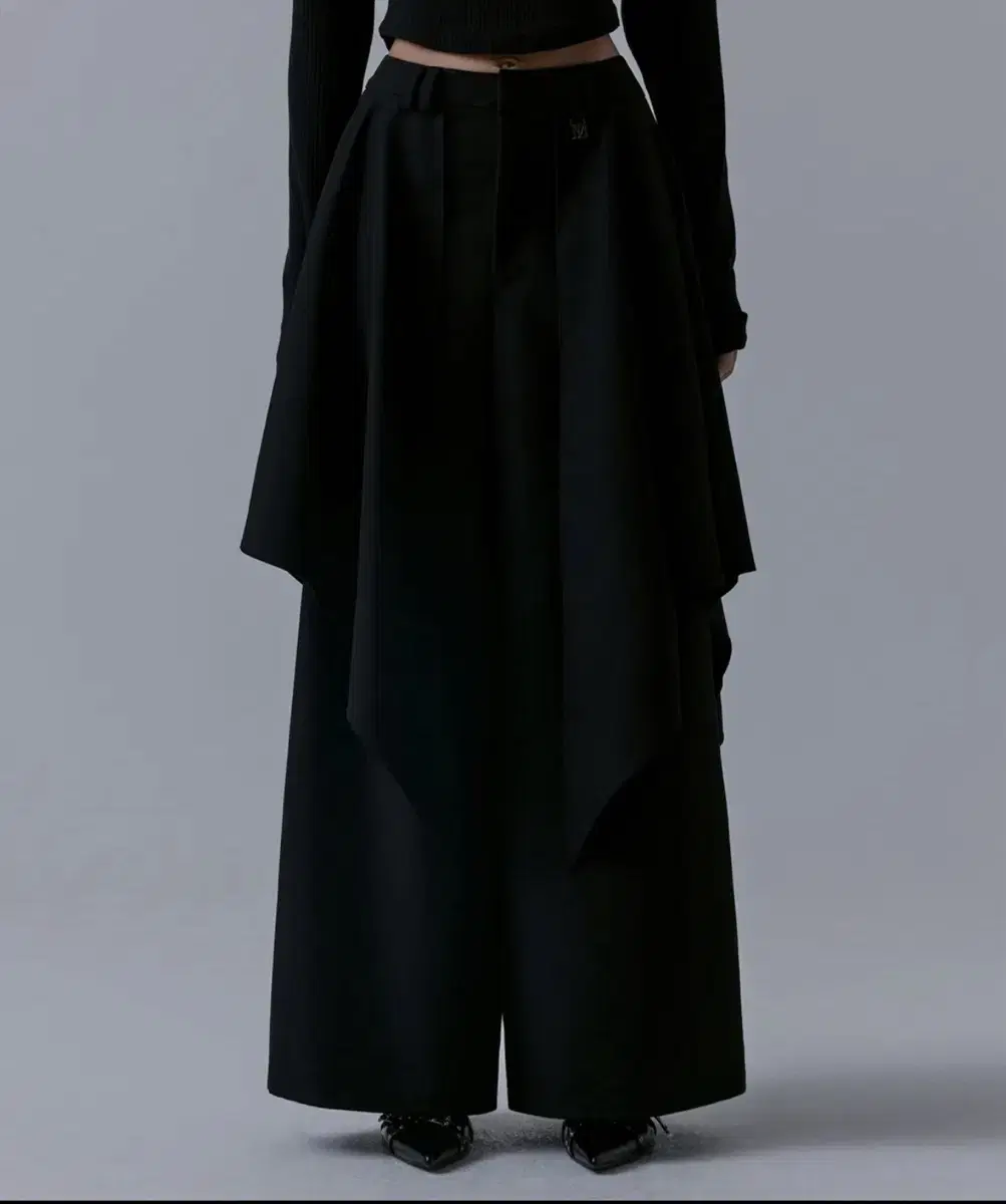 Layered Drape Wrap Trouser [ Black ]