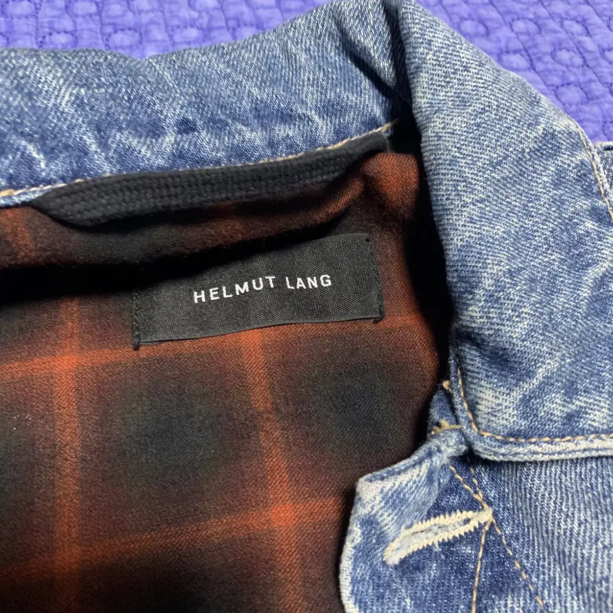 XS) Helmut Lang 헬무트랭 플란넬안감 데님자켓 청자켓