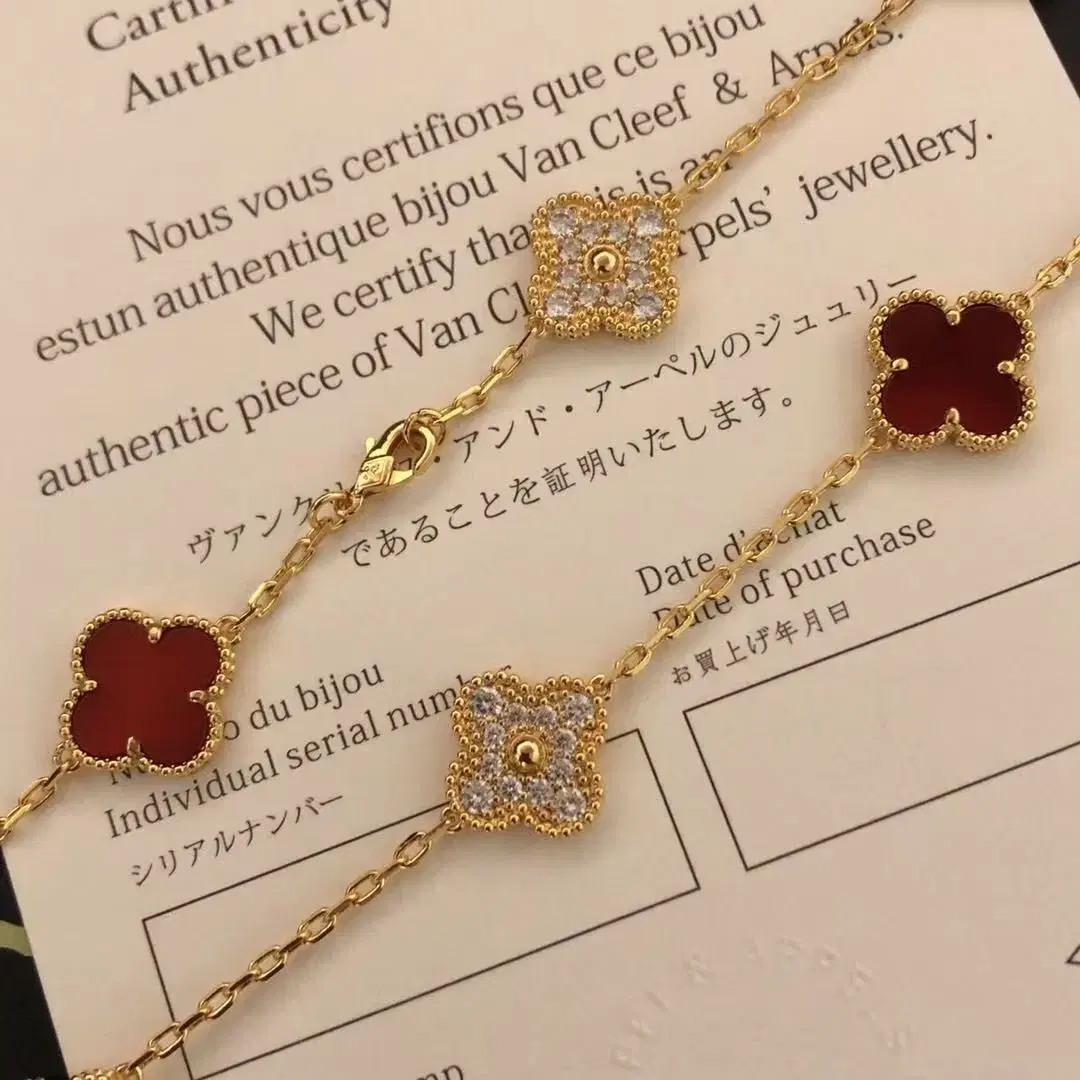 Van Cleef & Arpels네잎 클로버 홍마노 목걸이 열 꽃 펜던트