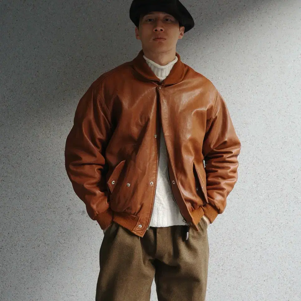 80s Feench Vintage leather Bluson jacket