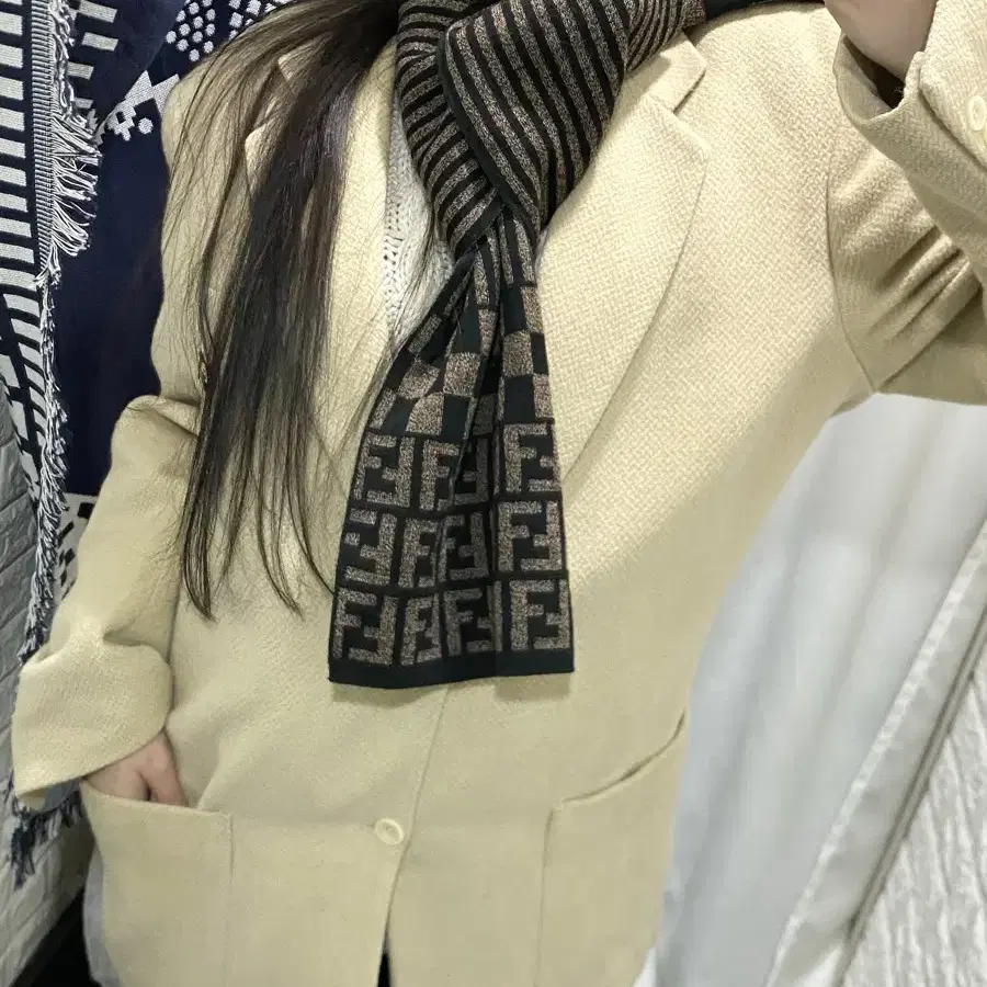 Fendi zucca pattern knit muffler