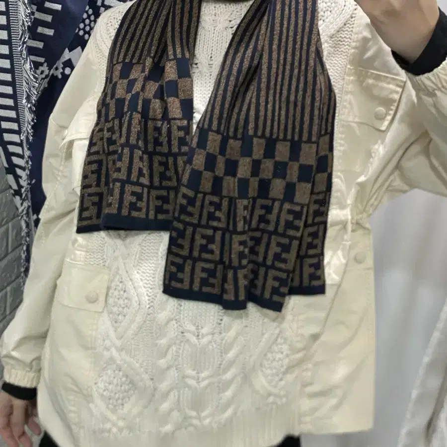 Fendi zucca pattern knit muffler