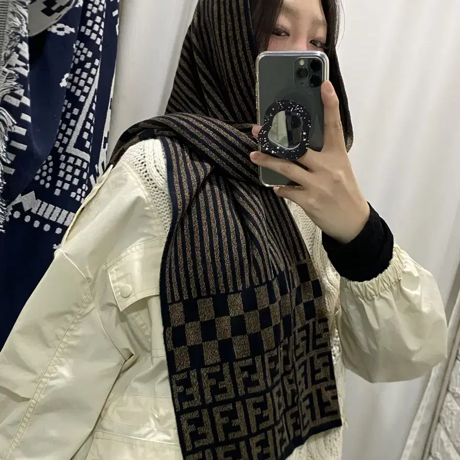 Fendi zucca pattern knit muffler