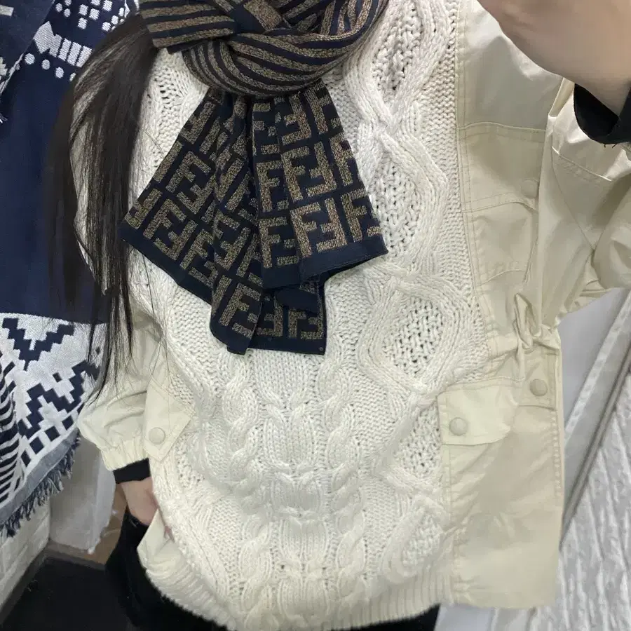 Fendi zucca pattern knit muffler