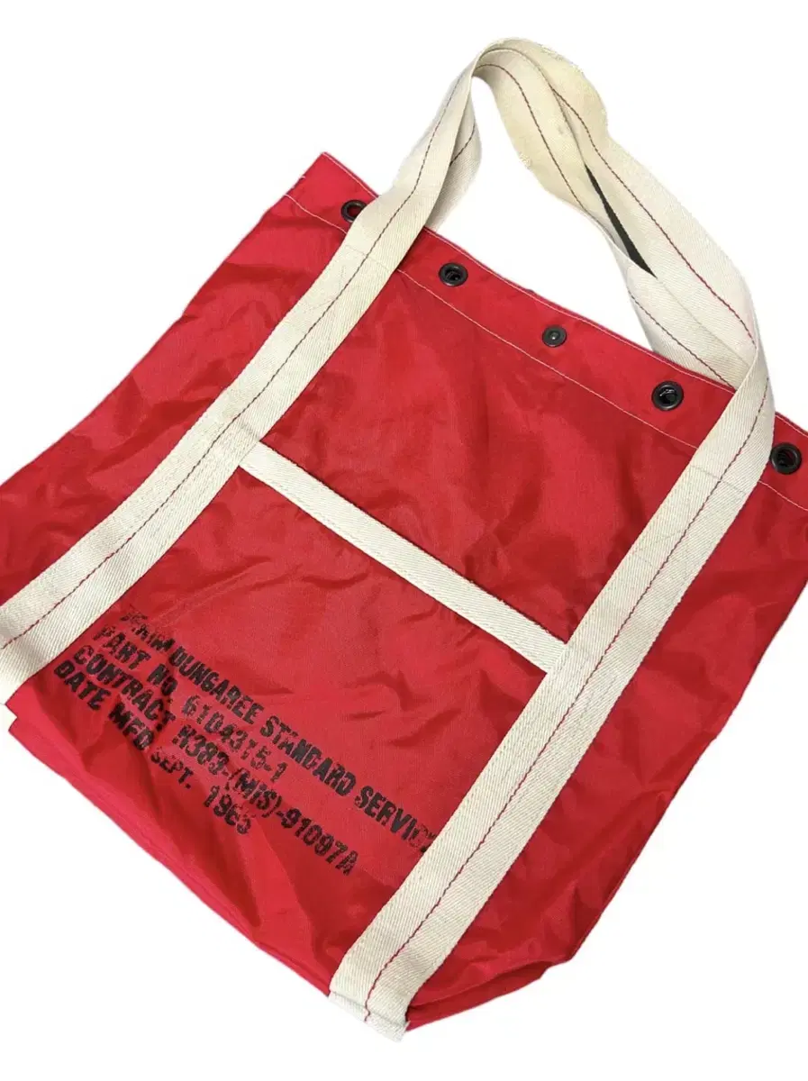 Vintage red nylon tote bag