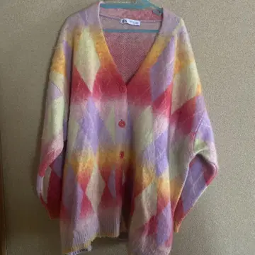 자라 (ZARA) 컬러풀 다이아몬드 패턴 가디건 XL
