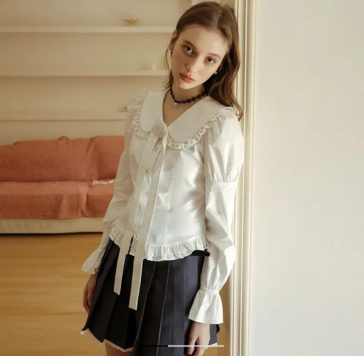 쎄무아듀 cest sweet doll collar white shirt